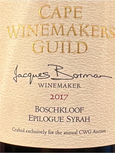 Cape Winemakers Guild Epilogue Syrah
